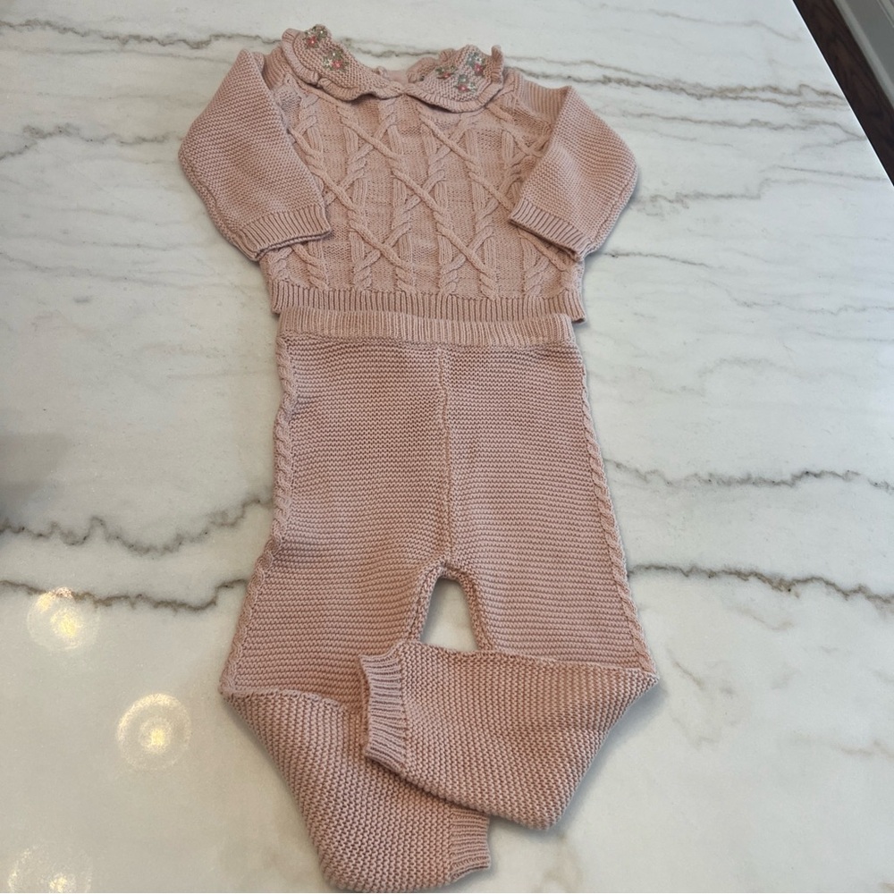 Nicole Miller Pink Knit Girls 12mo Sweater Set 2 Piece New Without Tags